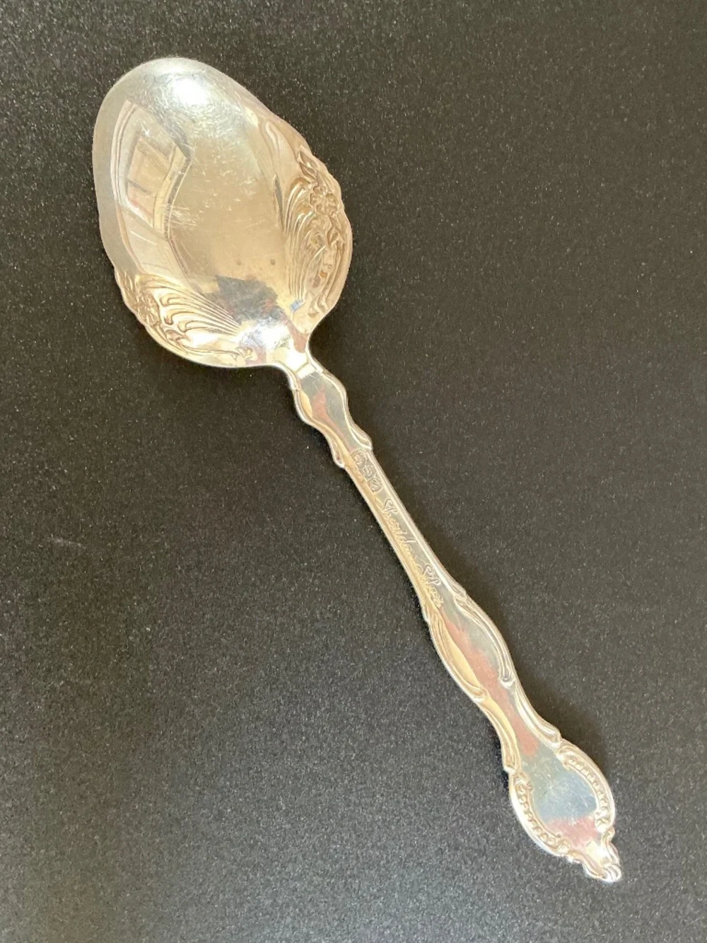 Vintage Sheridan Silver Co Ornate Silver Plated Large Buffet Serving Spoon